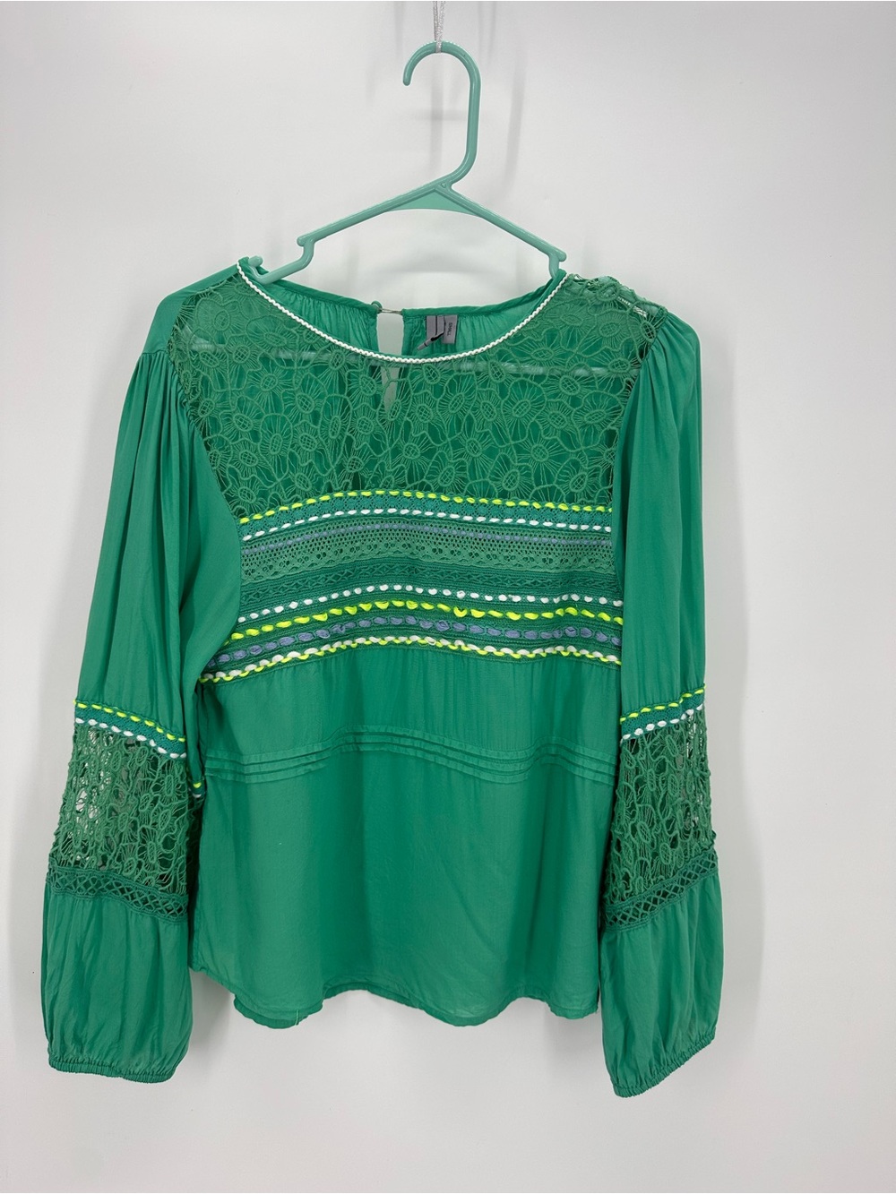 BL-NK London Sunshine Peasant Emerald Green Top sold at Anthropology.